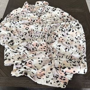 Como Vintage Leopard Velour Pajama Set Women’s Small Matching Lounge Sleepwear